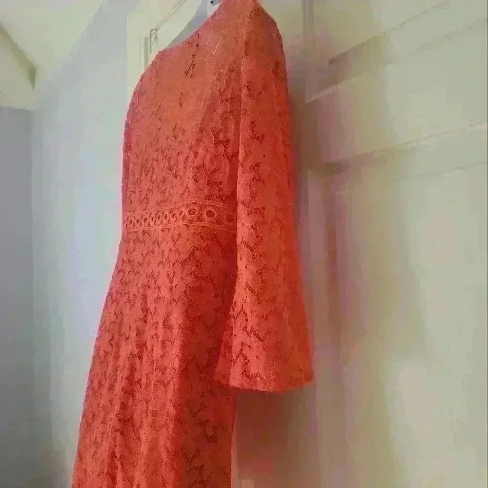 Laundry by Shelli Segal Size 4 Orange Lace Overlay Dress - Picture 16 of 16